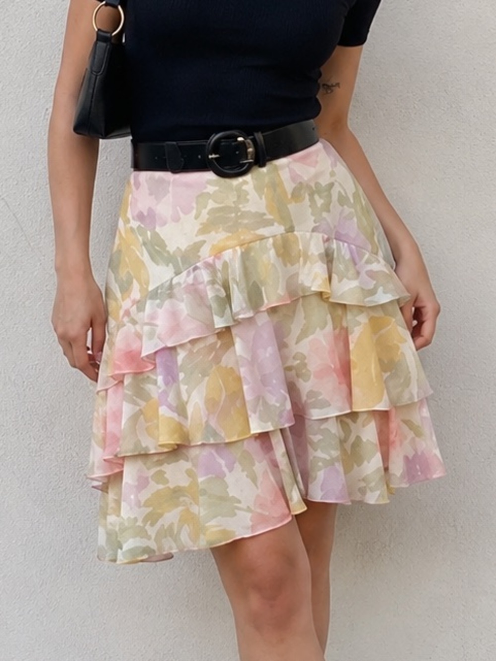 Lauren Ralph Lauren Pastel Floral Tiered A-Line Skirt